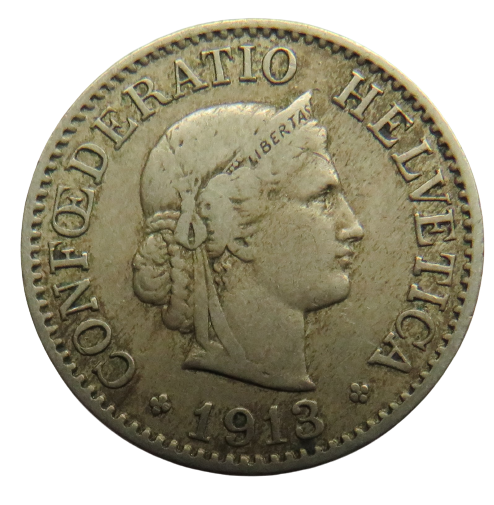 1913 Switzerland 10 Rappen Coin