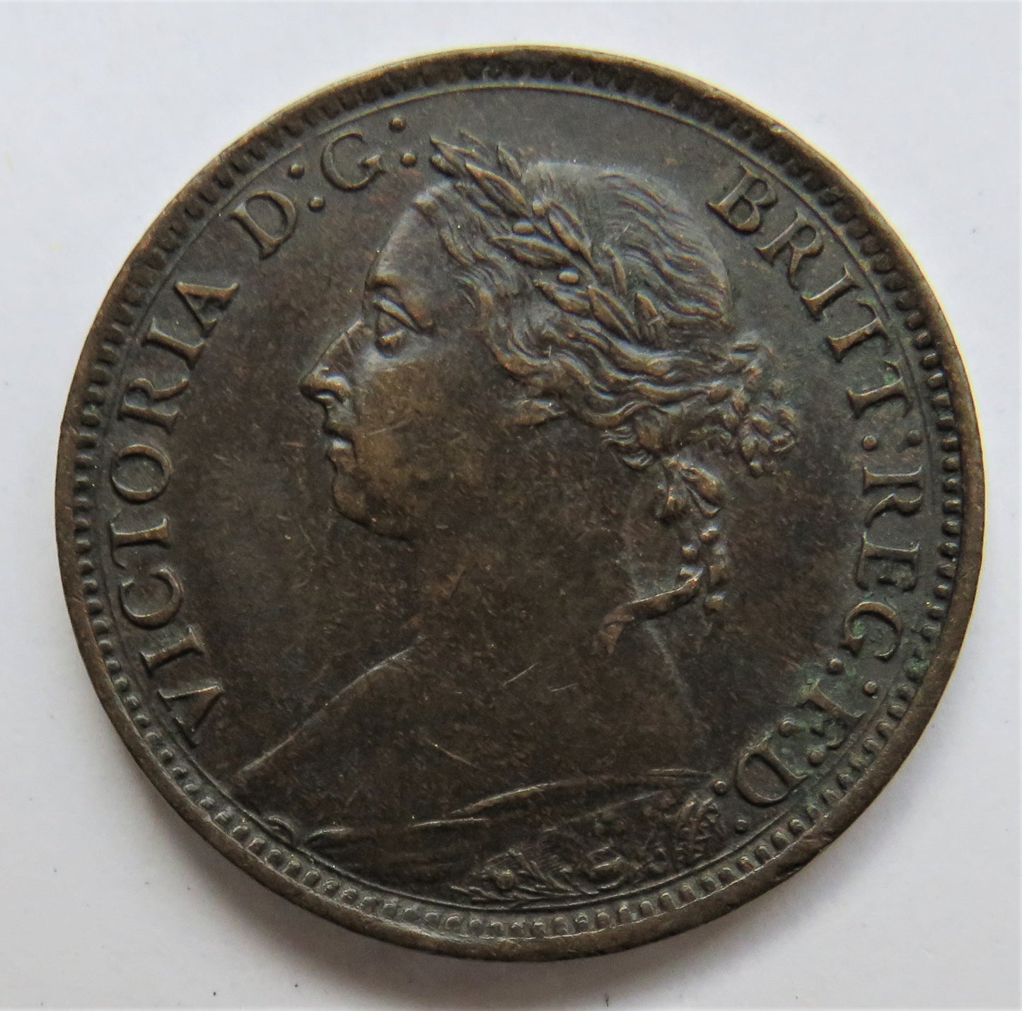 1891 Queen Victoria Farthing Coin Great Britain