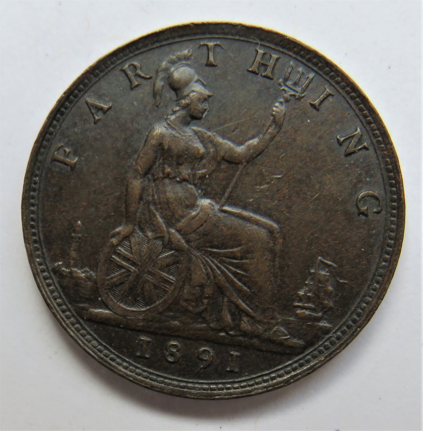 1891 Queen Victoria Farthing Coin Great Britain