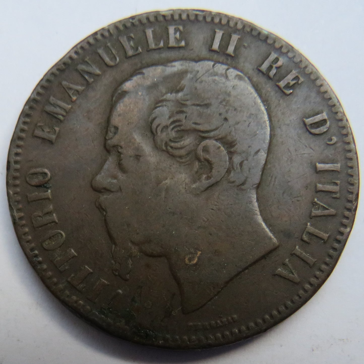 1863 Italy 10 Centesimi Coin