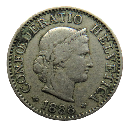 1888 Switzerland 5 Rappen Coin