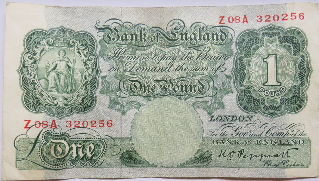 Bank of England £1 One Pound Note (Z08A) K.O.Peppiatt (1934-1949)