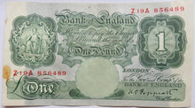 Load image into Gallery viewer, Bank of England £1 One Pound Note (Z19A) K.O.Peppiatt (1934-1949)
