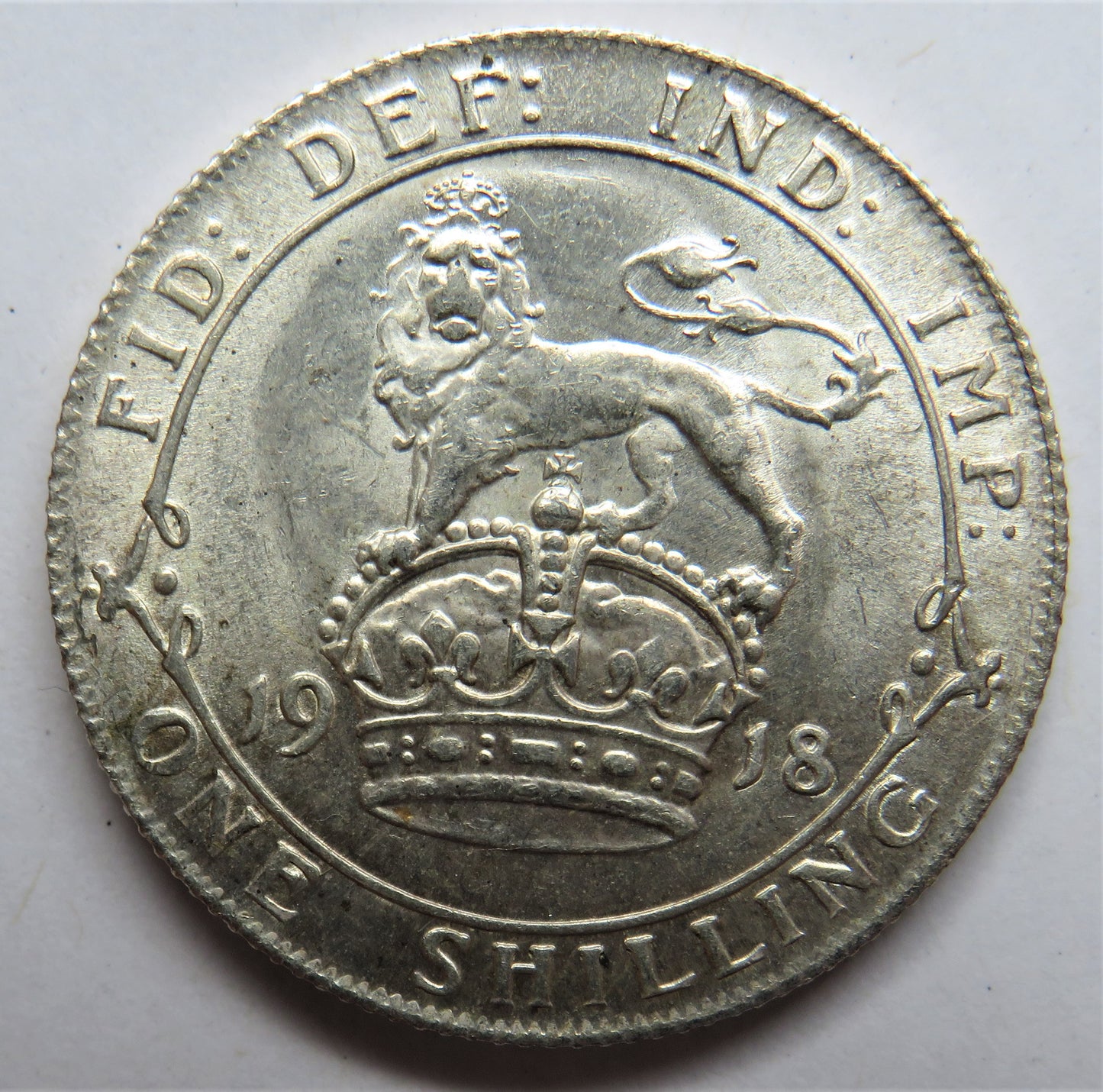 1918 King George V Silver Shilling Coin Reverse