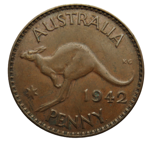1942 George VI Australia One Penny Coin