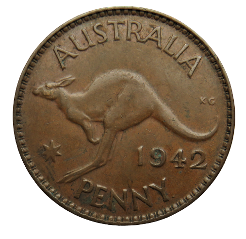 1942 George VI Australia One Penny Coin
