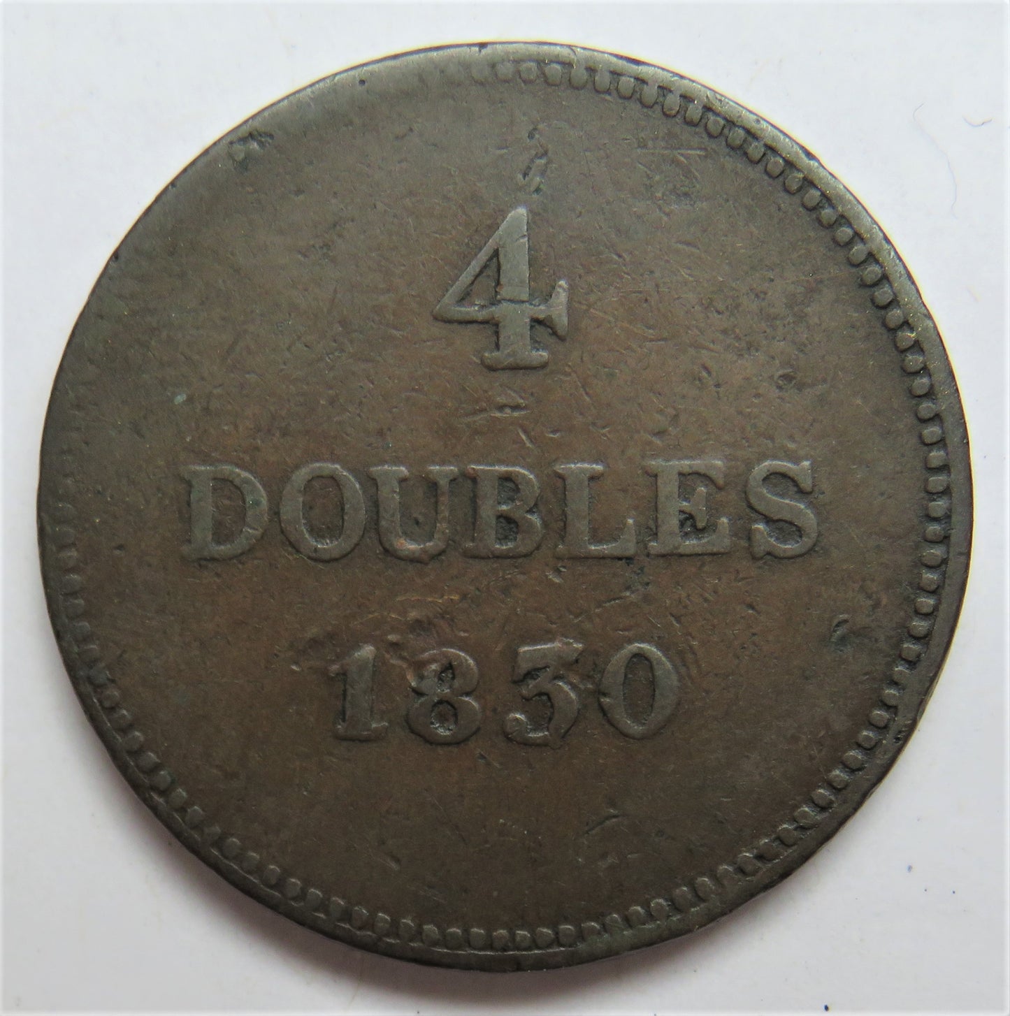 1830 Guernsey 4 Doubles Coin