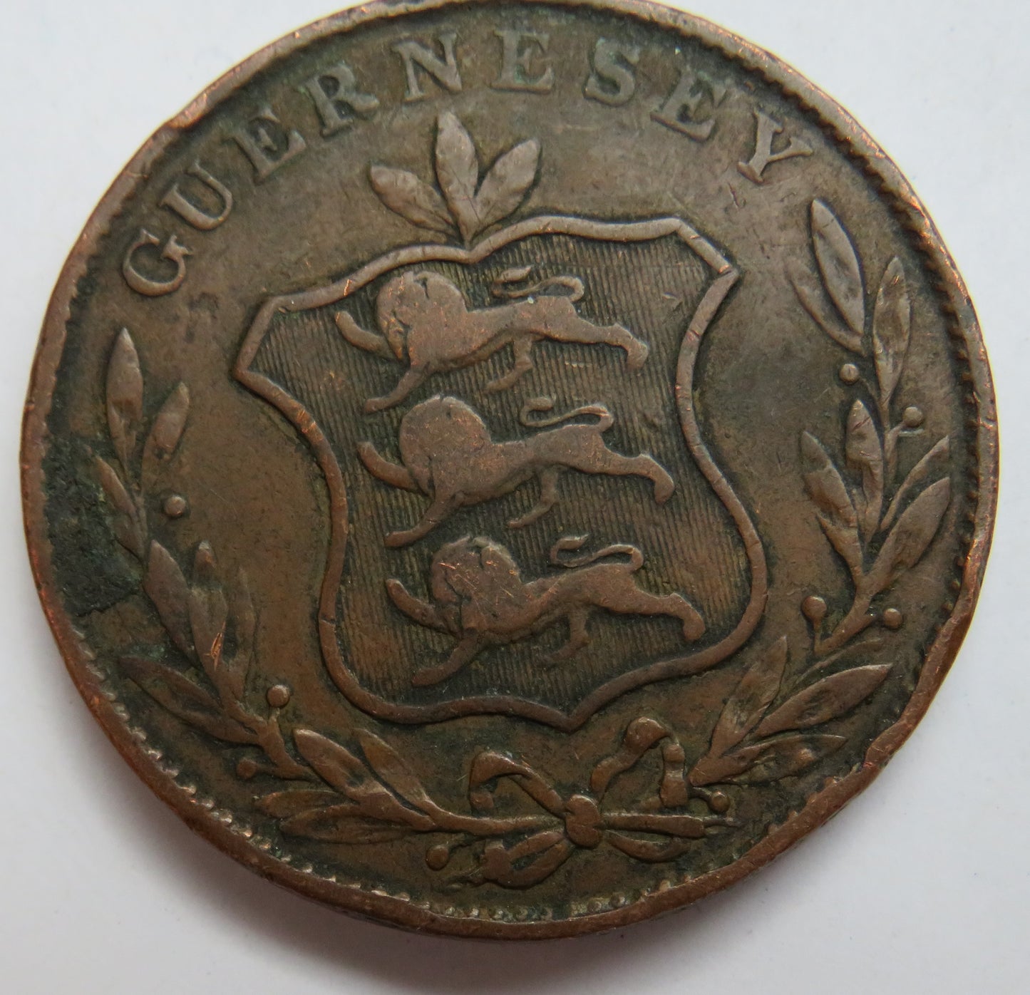 1834 Guernsey 8 Doubles Coin