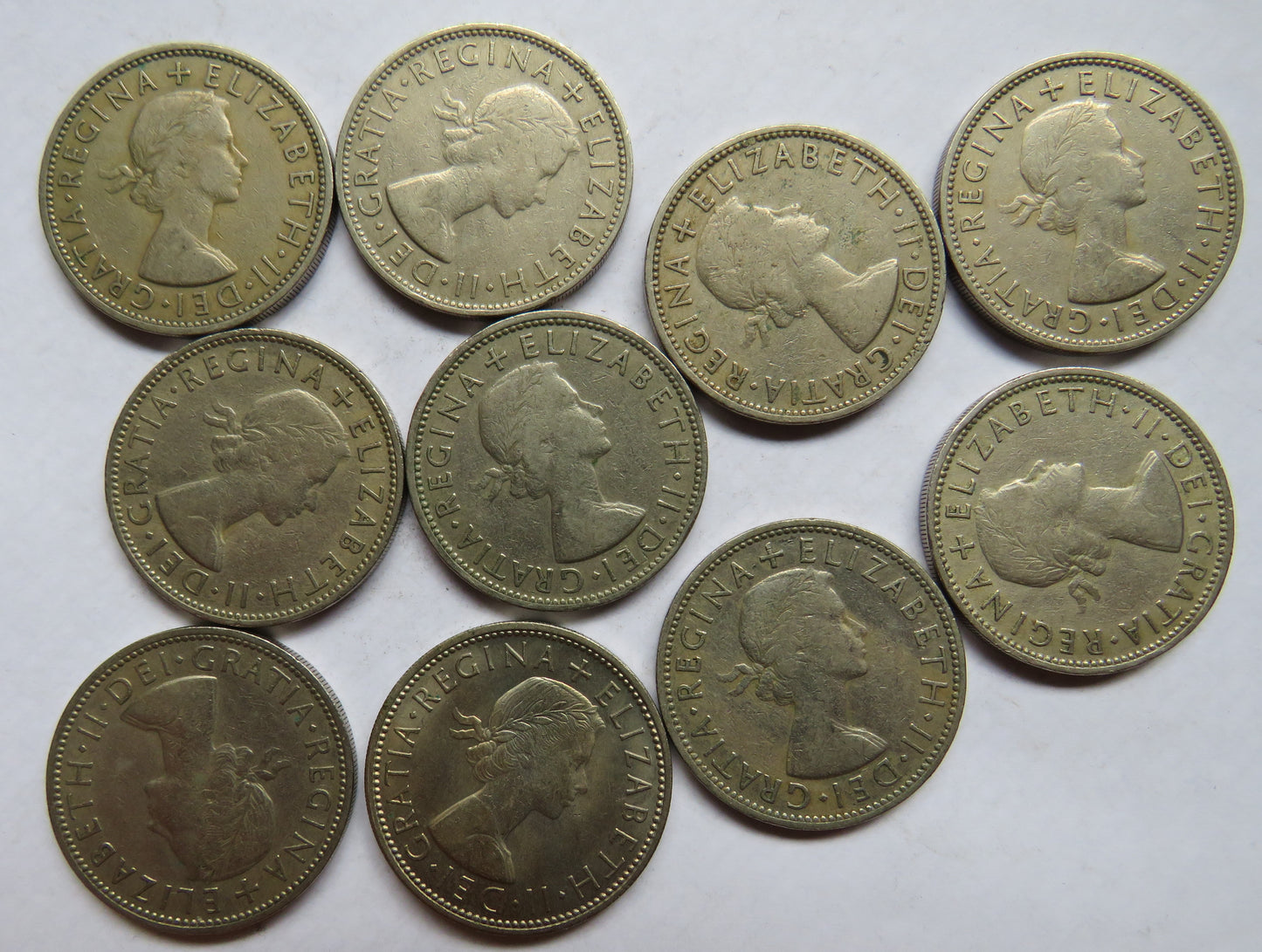 Bulk Lot of 10 1961 Queen Elizabeth II Florin / Two Shilling Coins