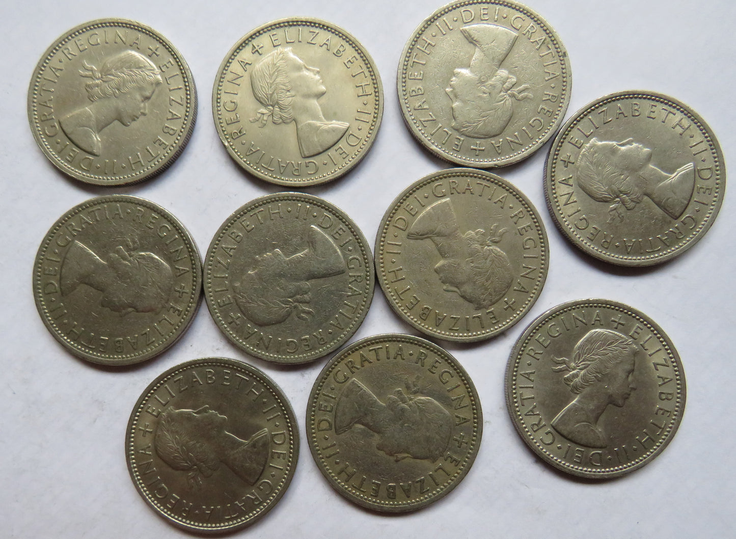 Bulk Lot of 10 1966 Queen Elizabeth II Florin / Two Shilling Coins