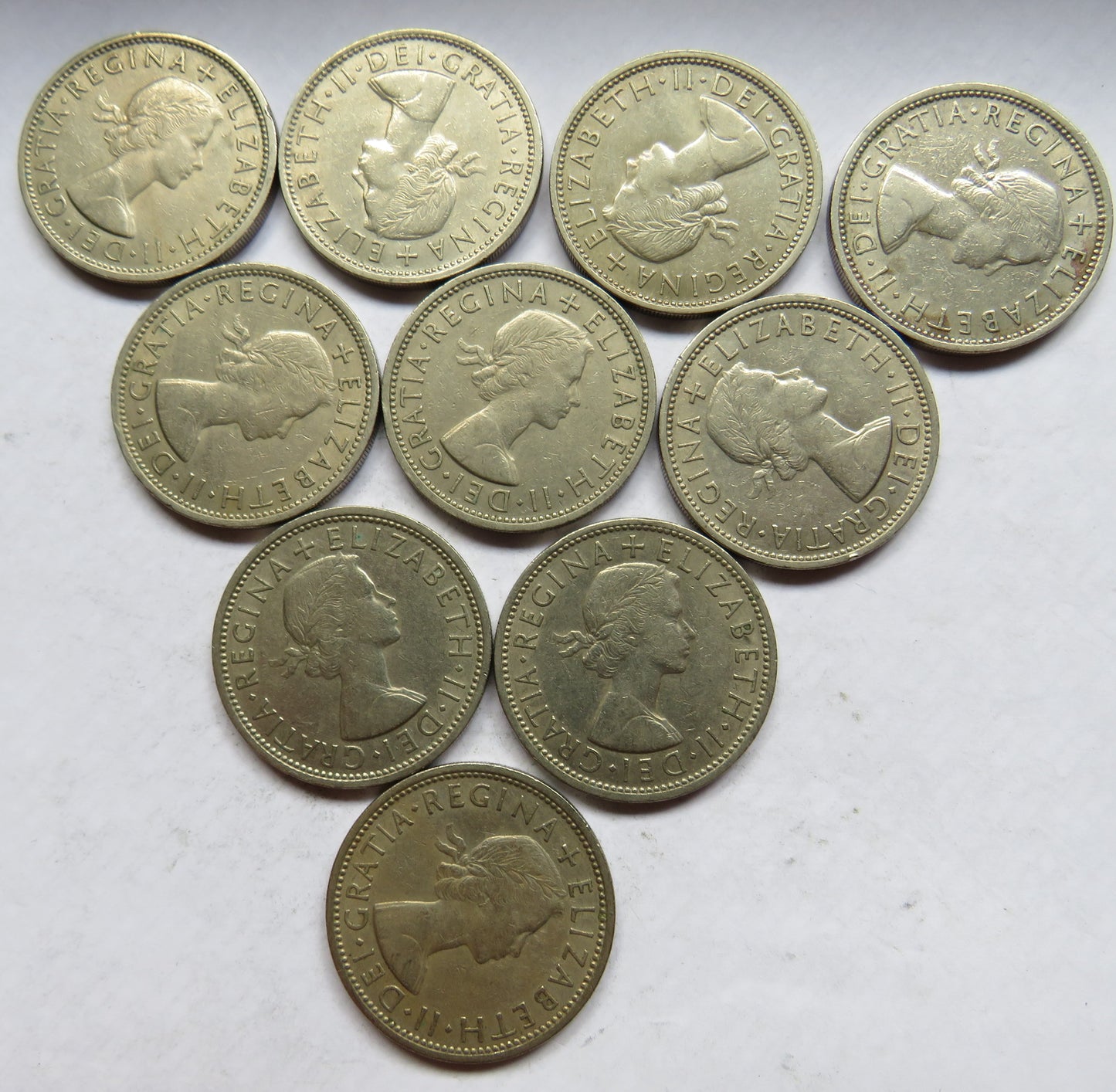 Bulk Lot of 10 1966 Queen Elizabeth II Florin / Two Shilling Coins