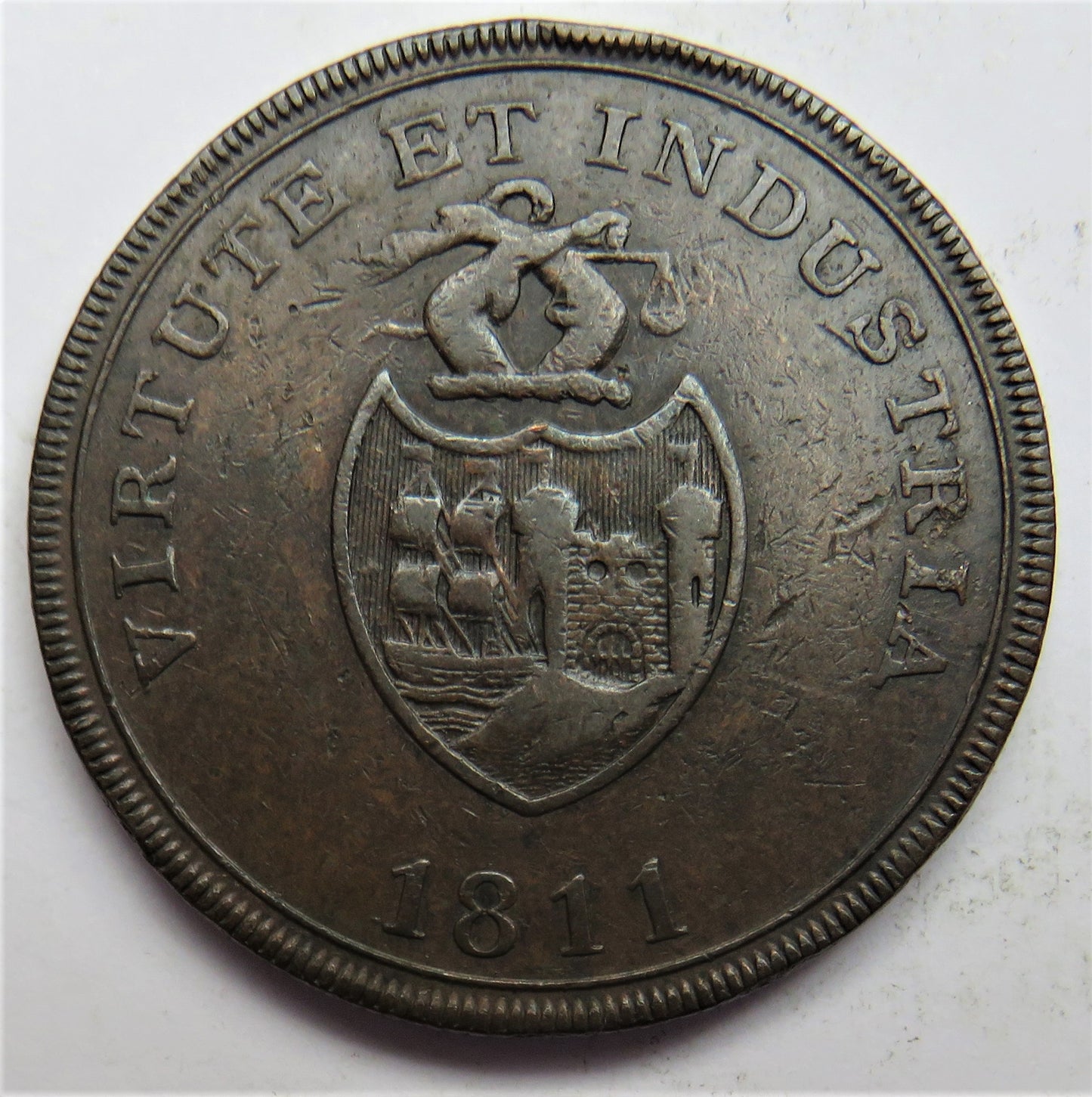 1811 Payable At Bristol, Swansea & London One Penny Token