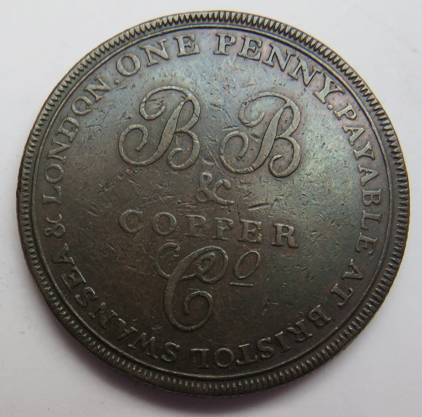 1811 Payable At Bristol, Swansea & London One Penny Token