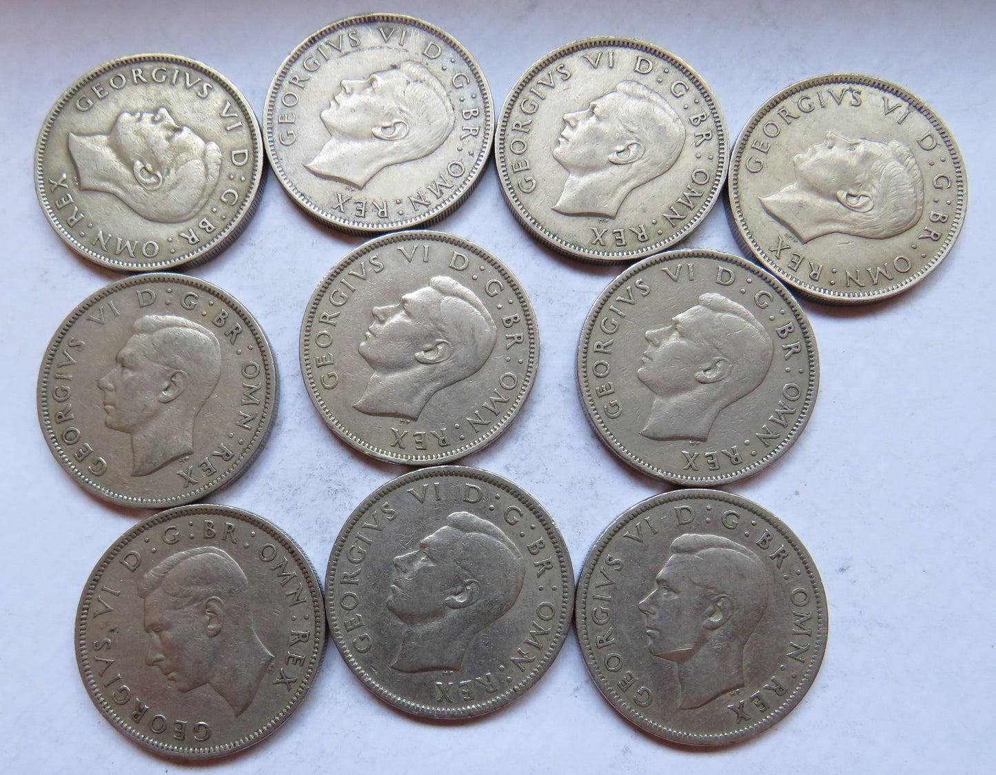 Bulk Lot of 10 1947 King George VI Florin / Two Shilling Coins