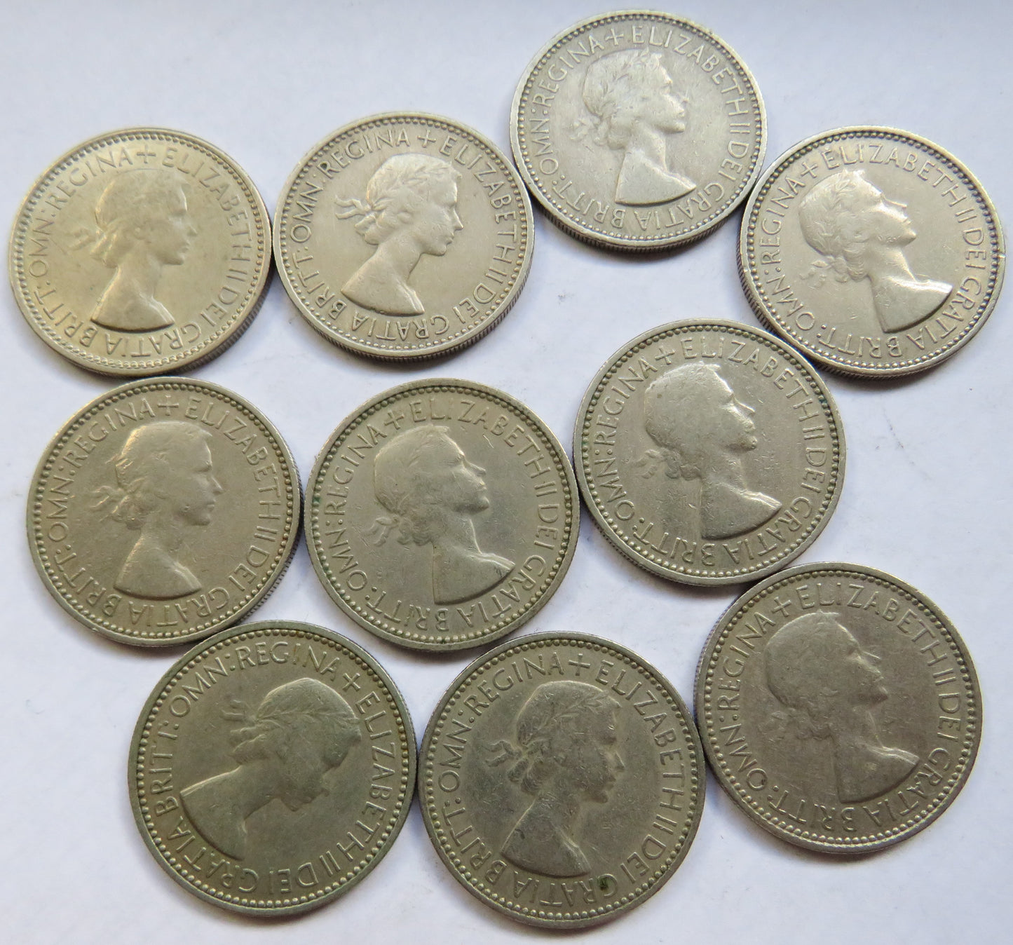 Bulk Lot of 10 x 1953 Queen Elizabeth II (Scottish) Shilling Coins