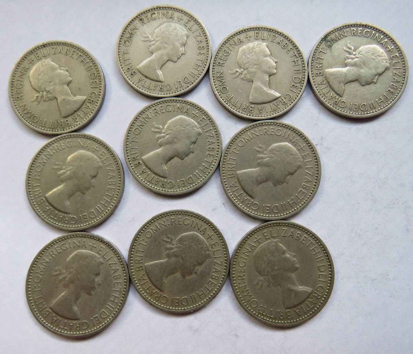 Bulk Lot of 10 x 1953 Queen Elizabeth II (Scottish) Shilling Coins