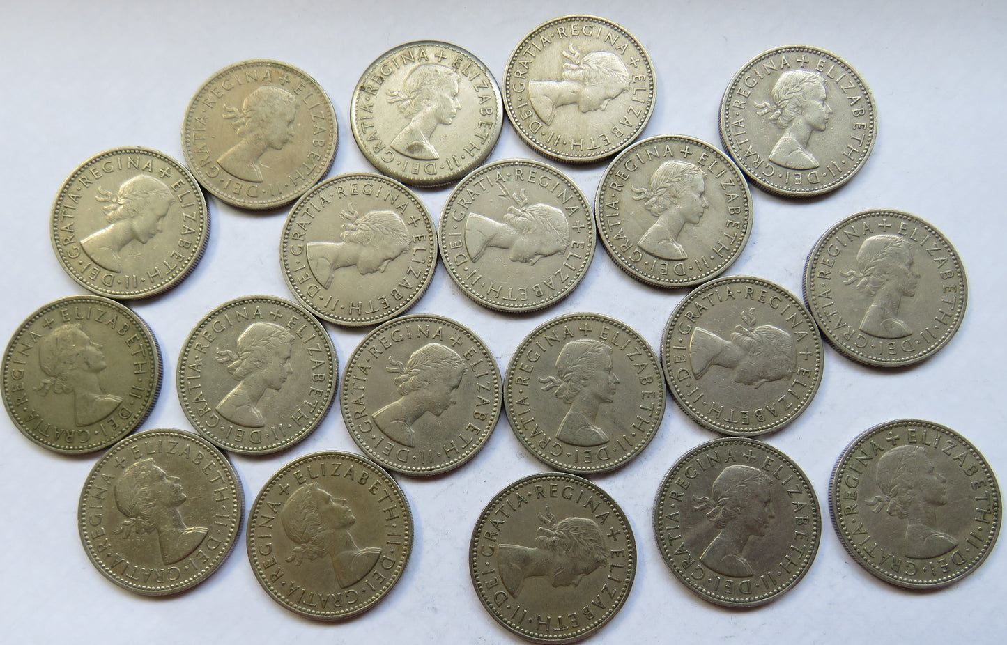 Bulk Lot of 19 x 1955 Queen Elizabeth II (English ) Shilling Coins