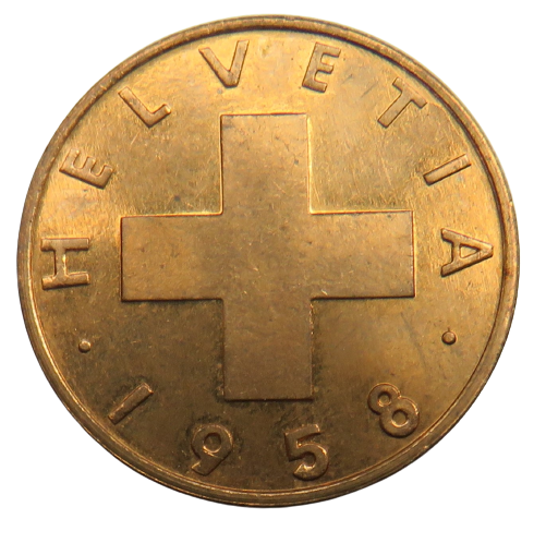 1958 Switzerland 2 Rappen Coin Unc