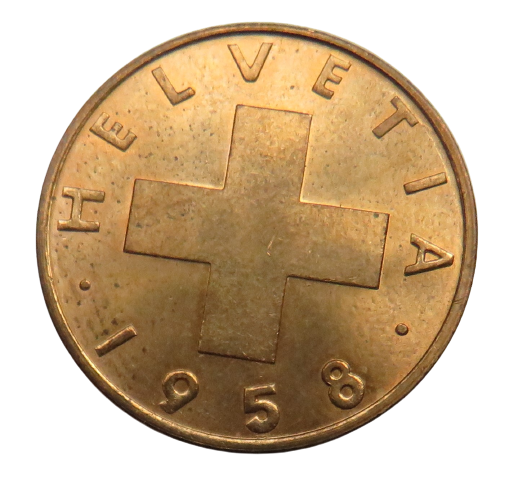 1958 Switzerland 2 Rappen Coin Unc