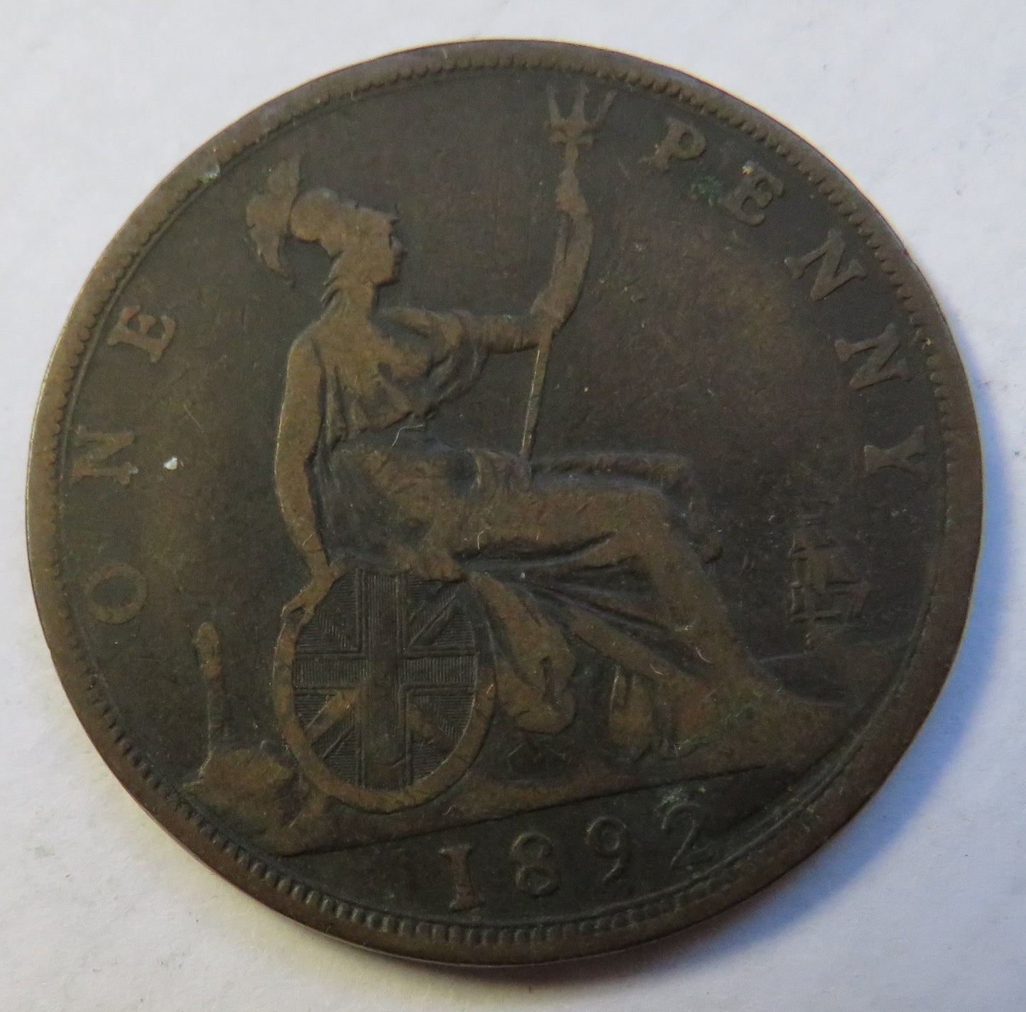 1892 Queen Victoria Bun Head One Penny Coin - Great Britain