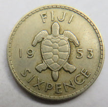Load image into Gallery viewer, 1953 Queen Elizabeth II Fiji Sixpence Coin

