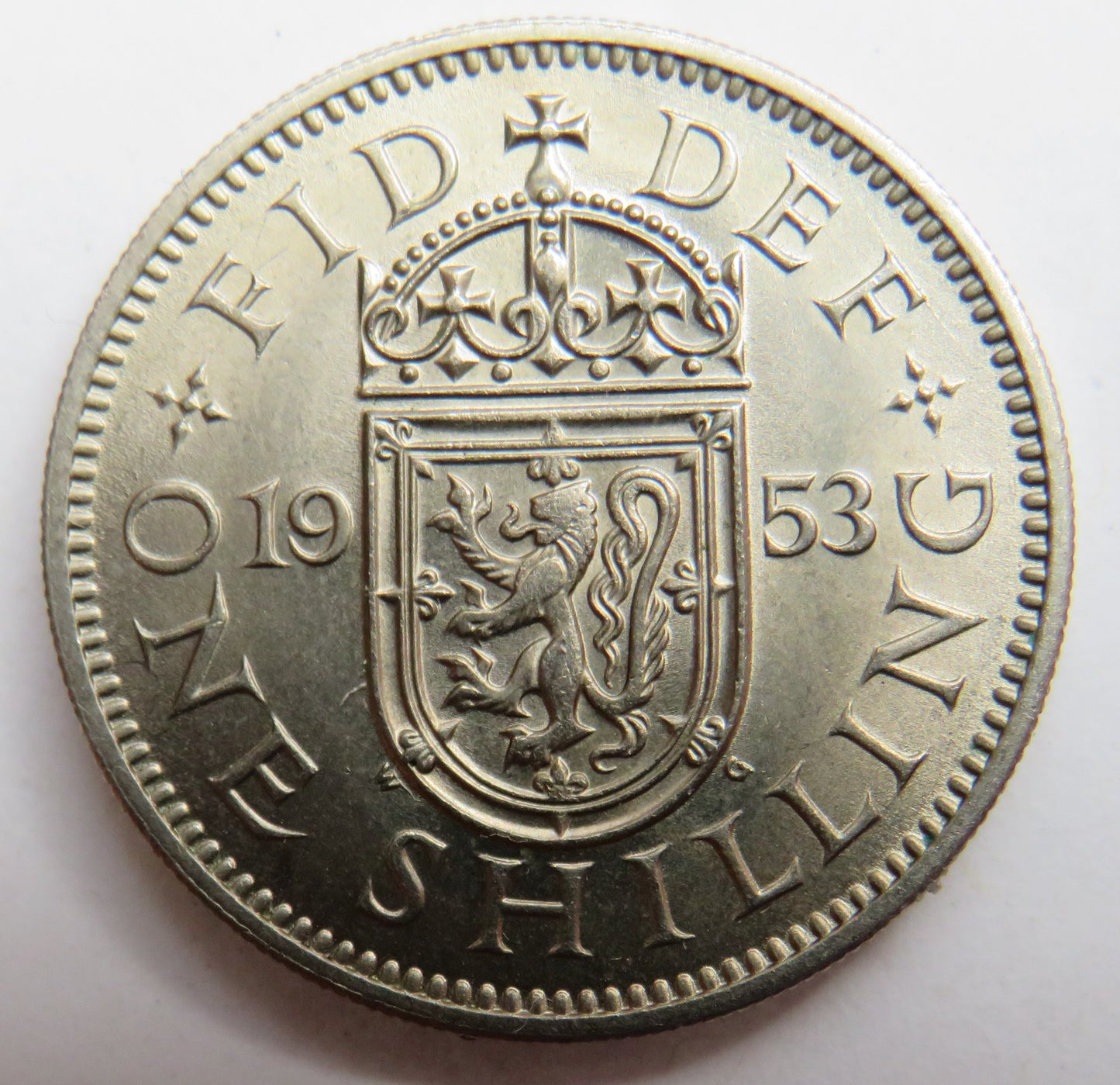 1953 Queen Elizabeth II Shilling Coin (Scottish Reverse)
