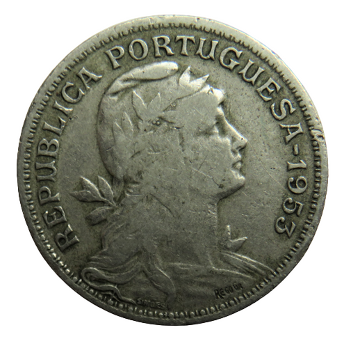 1953 Portugal 50 Centavos Coin