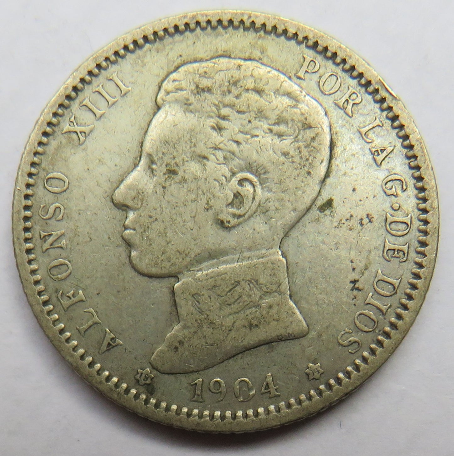 1904 Spain Silver One Peseta Coin
