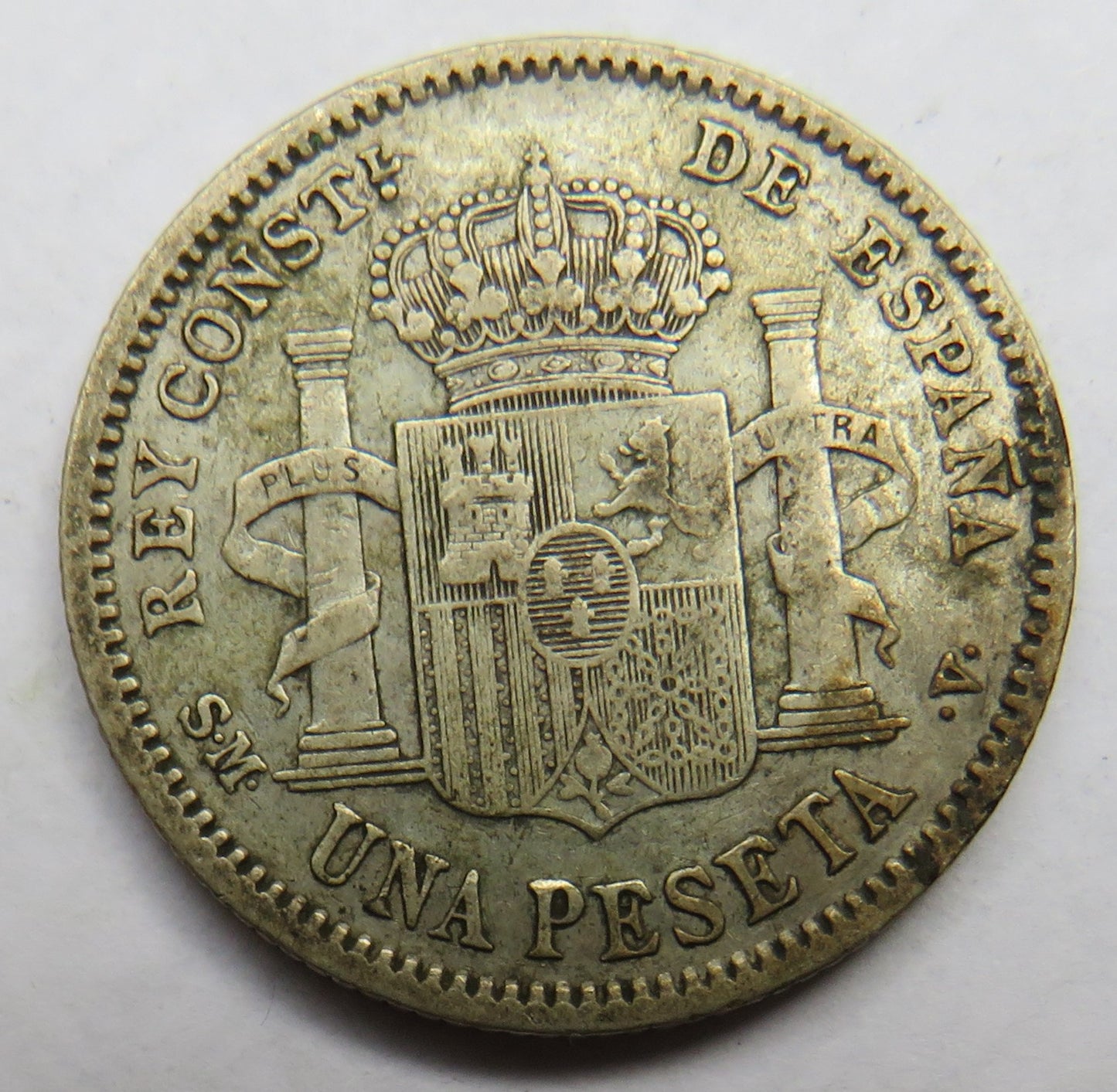 1904 Spain Silver One Peseta Coin