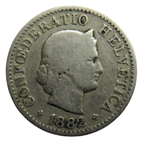 1882 Switzerland 5 Rappen Coin