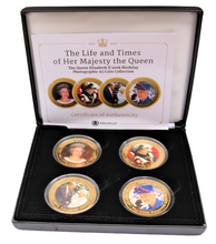 Load image into Gallery viewer, 1926-2016 The Life And Times Of Her Majesty The Queen Photographic Tristan Da Cunha £5 Coin Set
