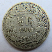 Load image into Gallery viewer, 1901 Switzerland Silver 1/2 Franc Coin Key Date
