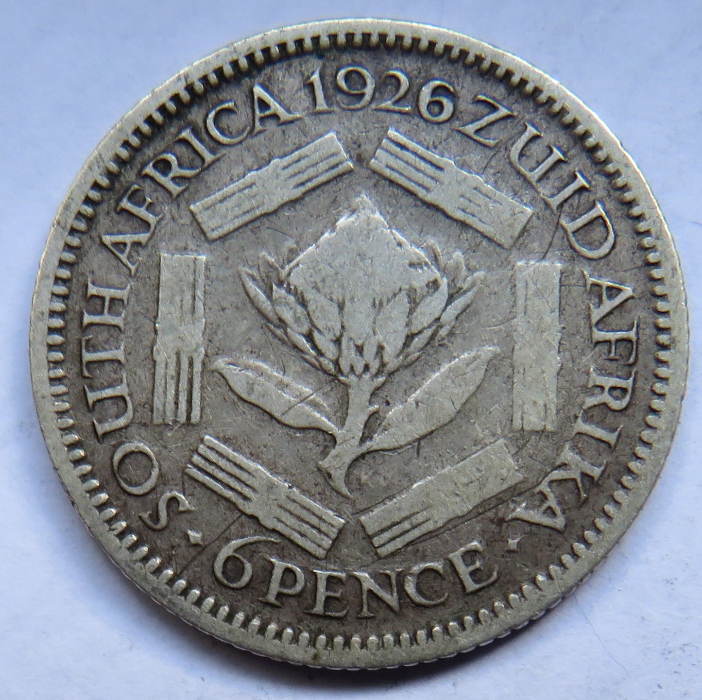 1926 King George V South Africa Silver Sixpence Coin