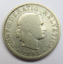 Load image into Gallery viewer, 1893 Switzerland 20 Rappen Coin
