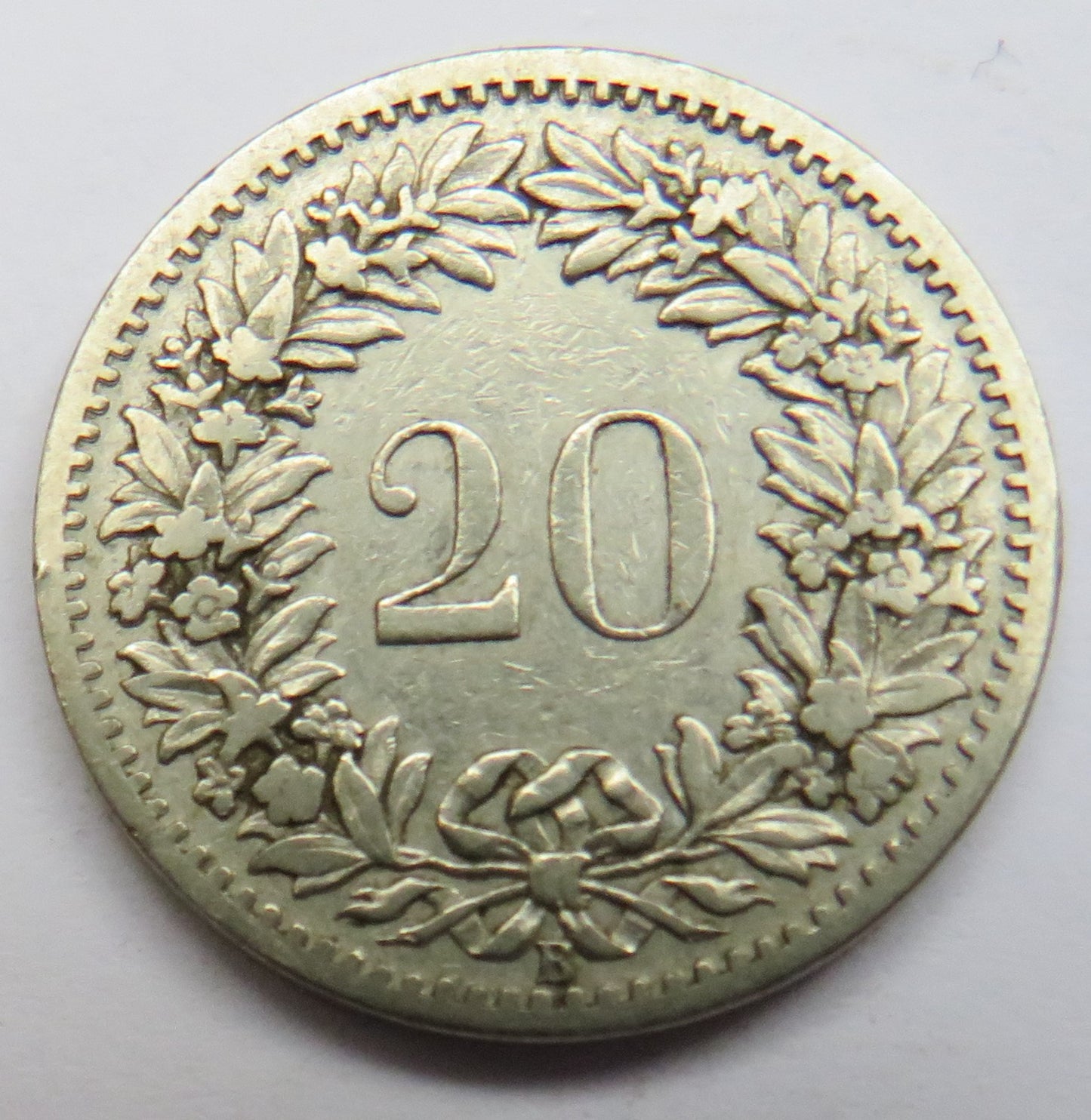 1893 Switzerland 20 Rappen Coin