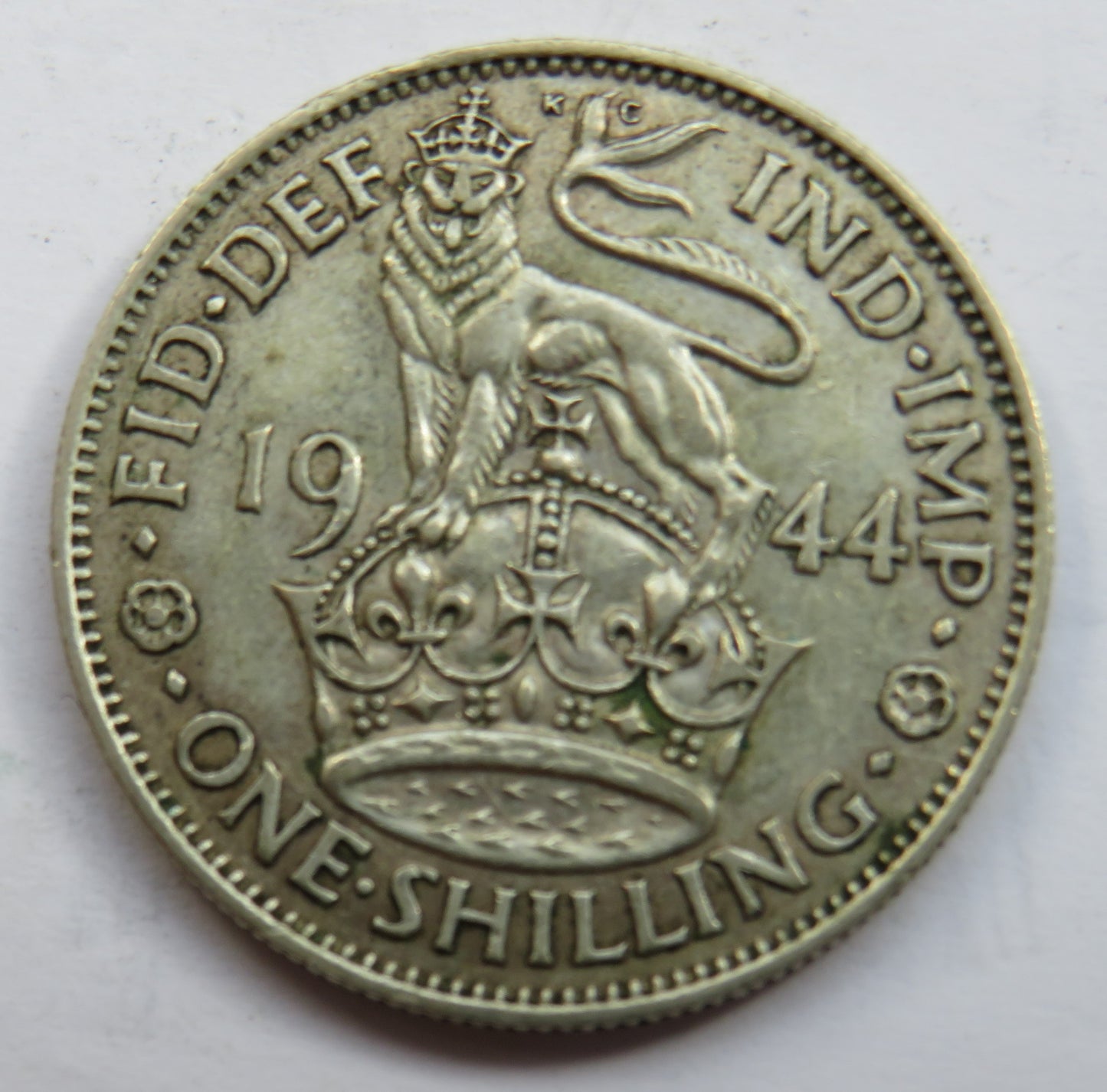 1944 King George VI Silver Shilling Coin (English Reverse)