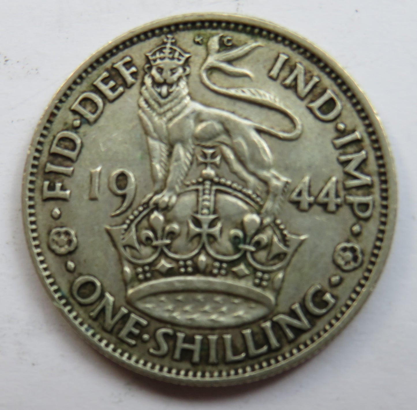 1944 King George VI Silver Shilling Coin (English Reverse)