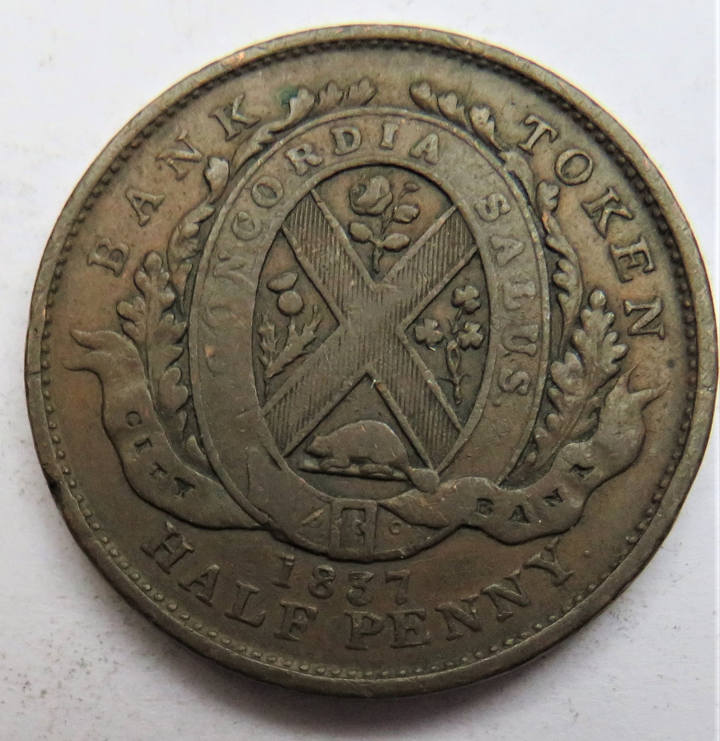 1837 Canada Halfpenny Bank Token
