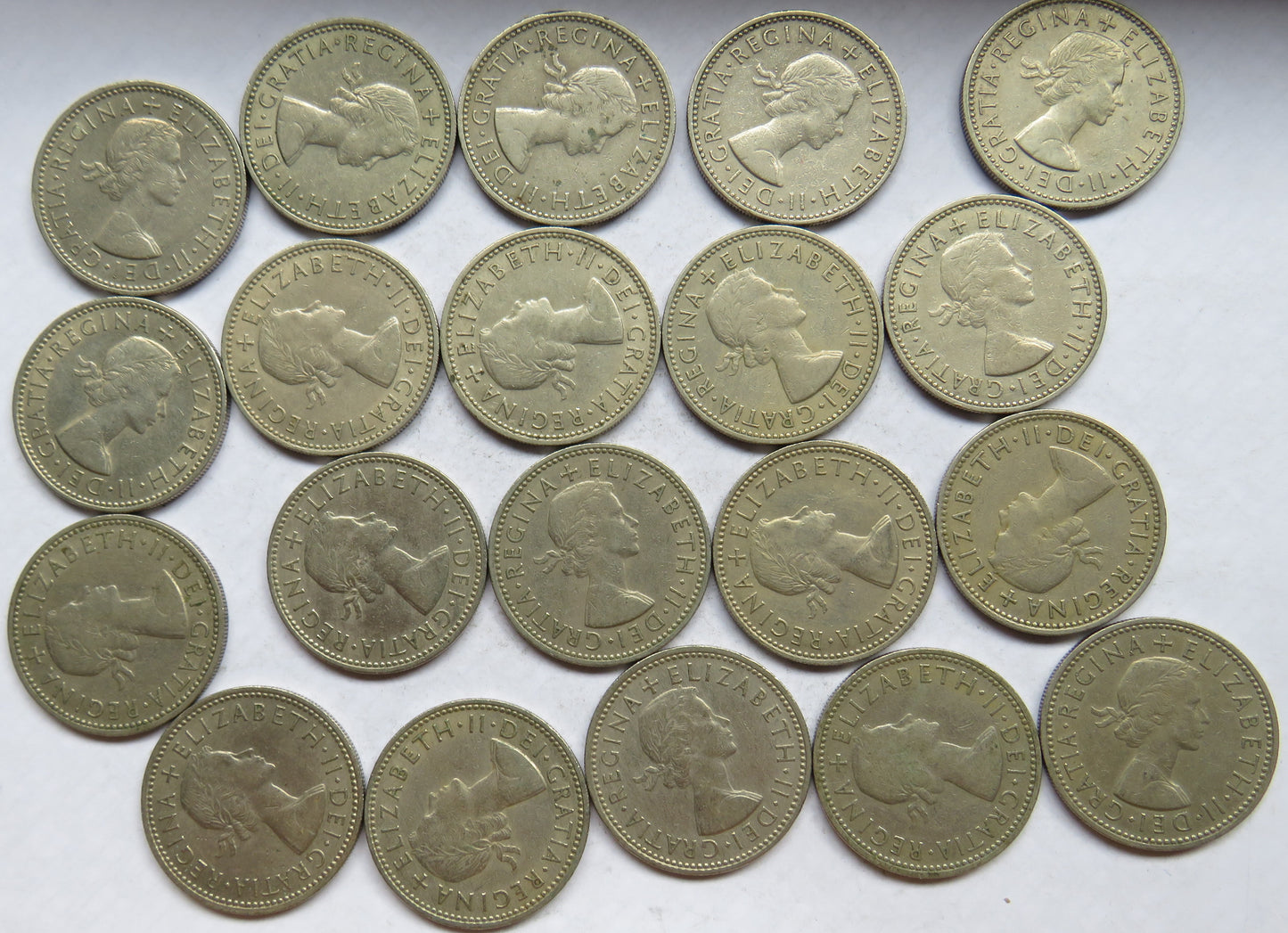 Bulk Lot of 20 x 1961 Queen Elizabeth II (English) Shilling Coins