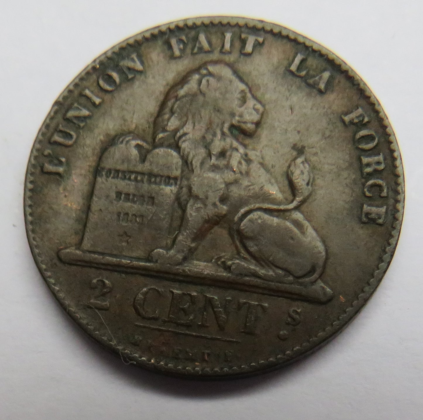 1870 Belgium 2 Centimes Coin