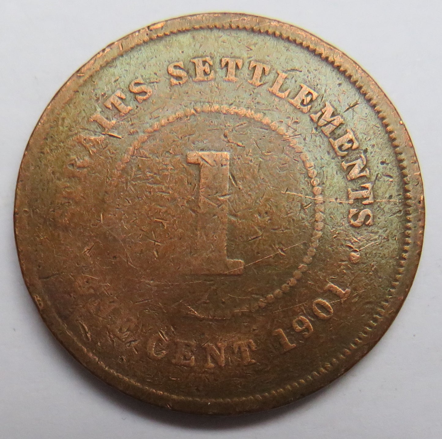 1901 Queen Victoria Straits Settlements One Cent Coin