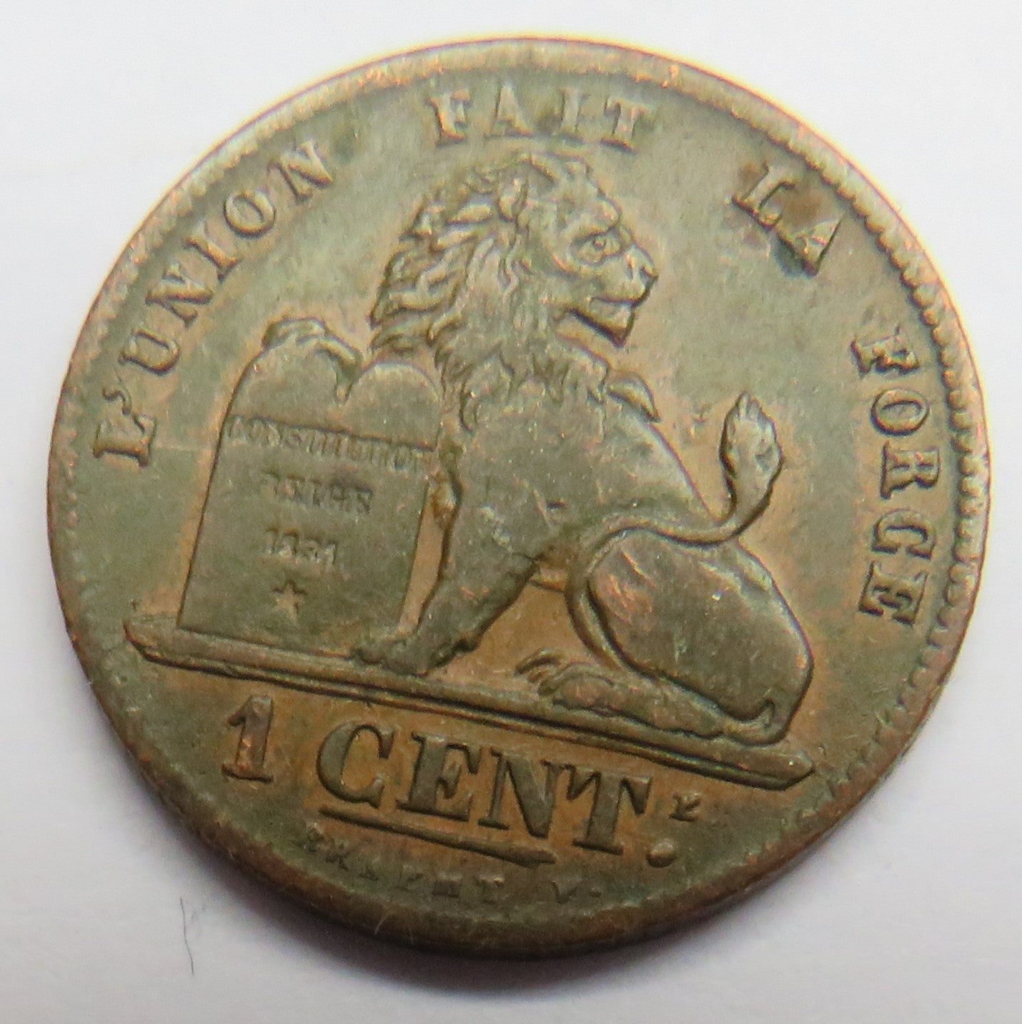 1845 Belgium One Centime Coin