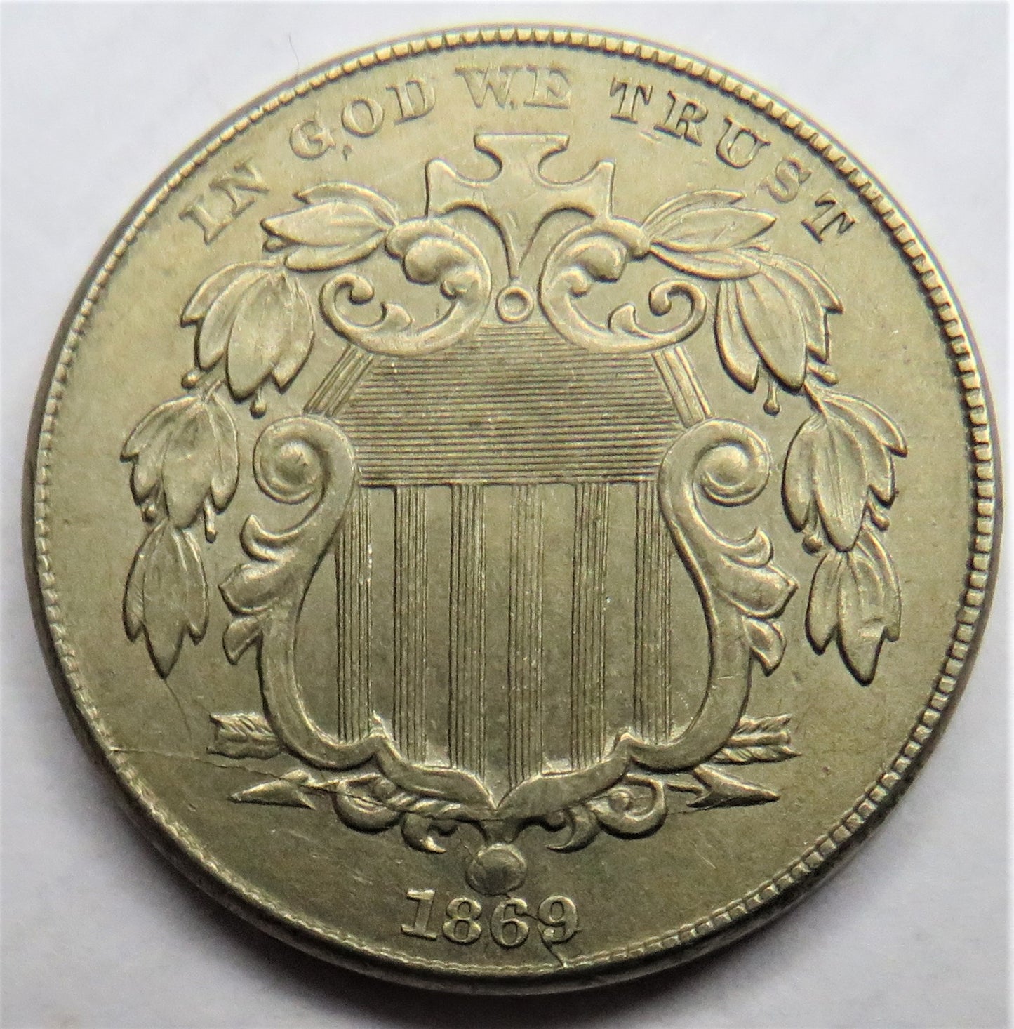 1869 USA Shield 5 Cents / Nickel Coin In High Grade