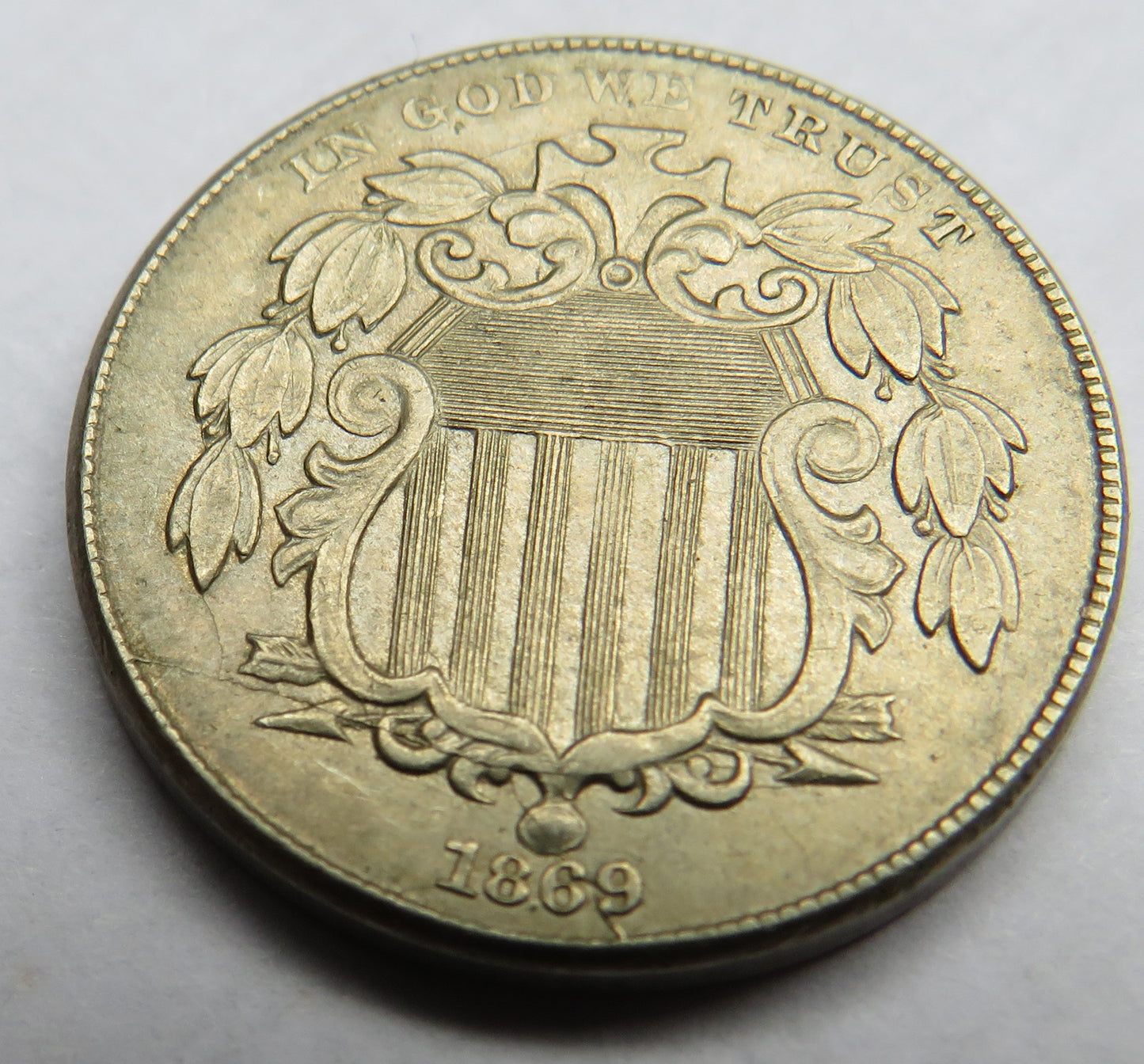 1869 USA Shield 5 Cents / Nickel Coin In High Grade
