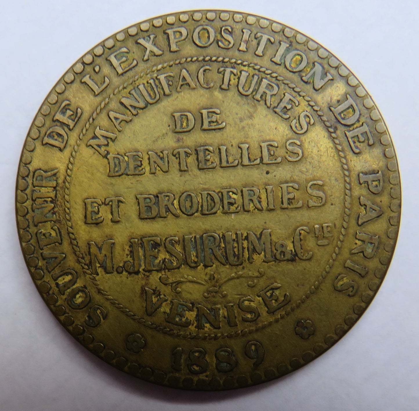 1889 Souvenir De L'Exposition De Paris M.Jesurum & Cie Venise Souvenir Medal