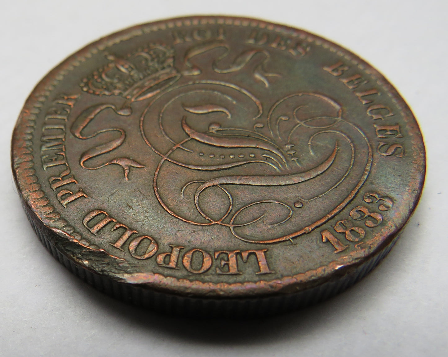 1833 Belgium 10 Centimes Coin Good Detail