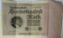 Load image into Gallery viewer, 1923 Germany 100,000 Mark Banknote
