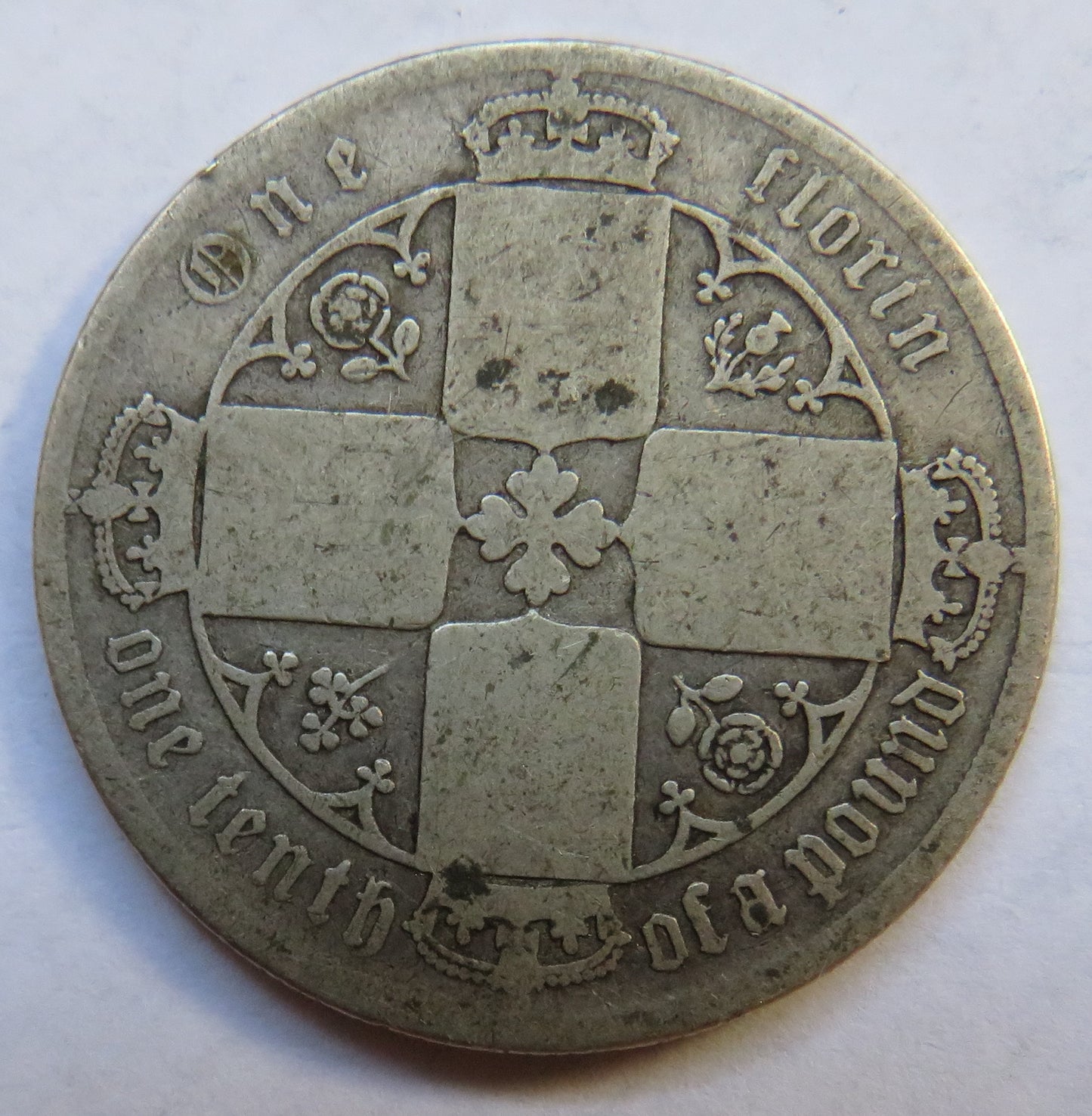 1875 Queen Victoria Gothic Florin Coin - Great Britain