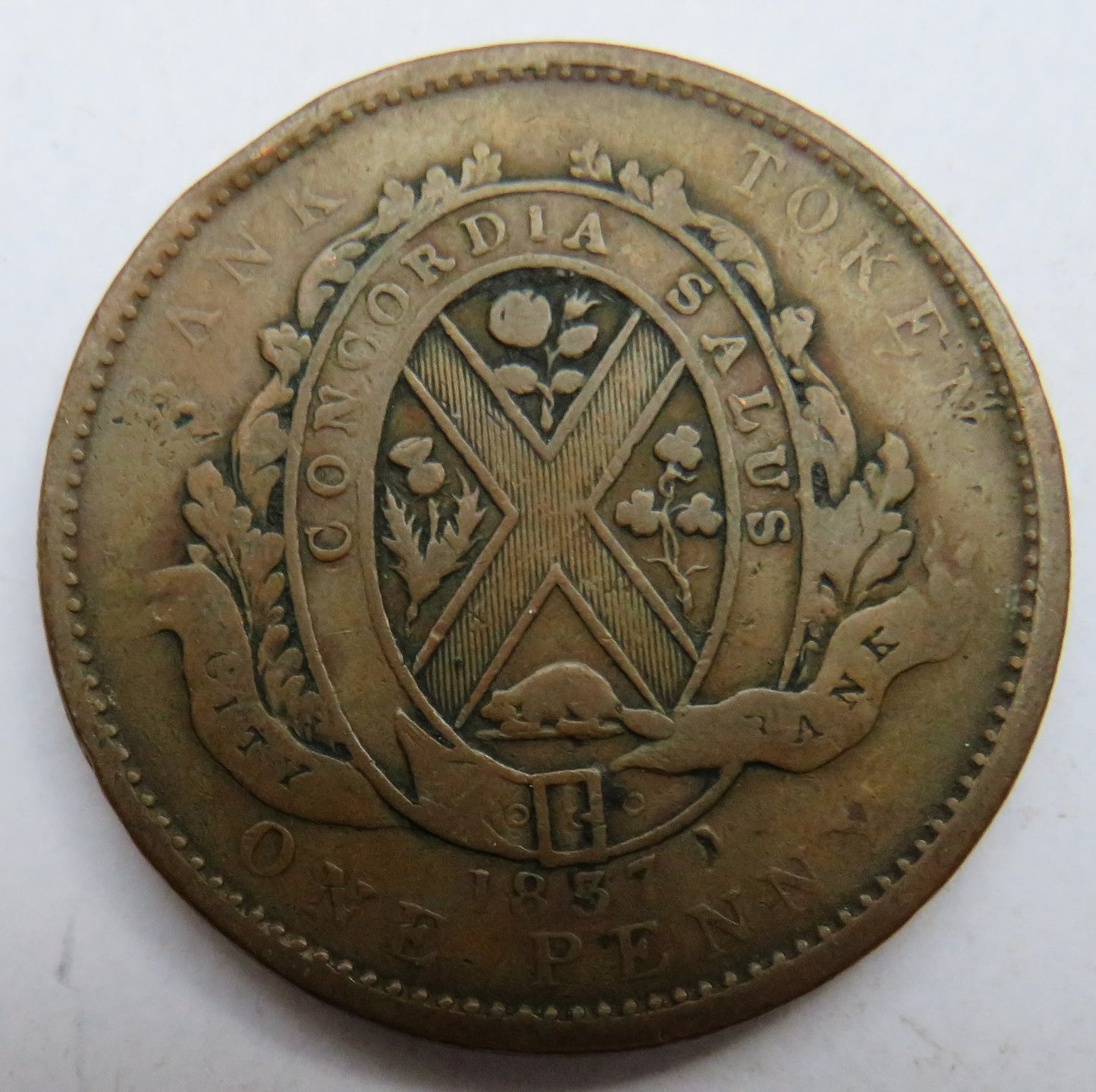 1837 Lower Canada One Penny / 2 Sous Bank Token