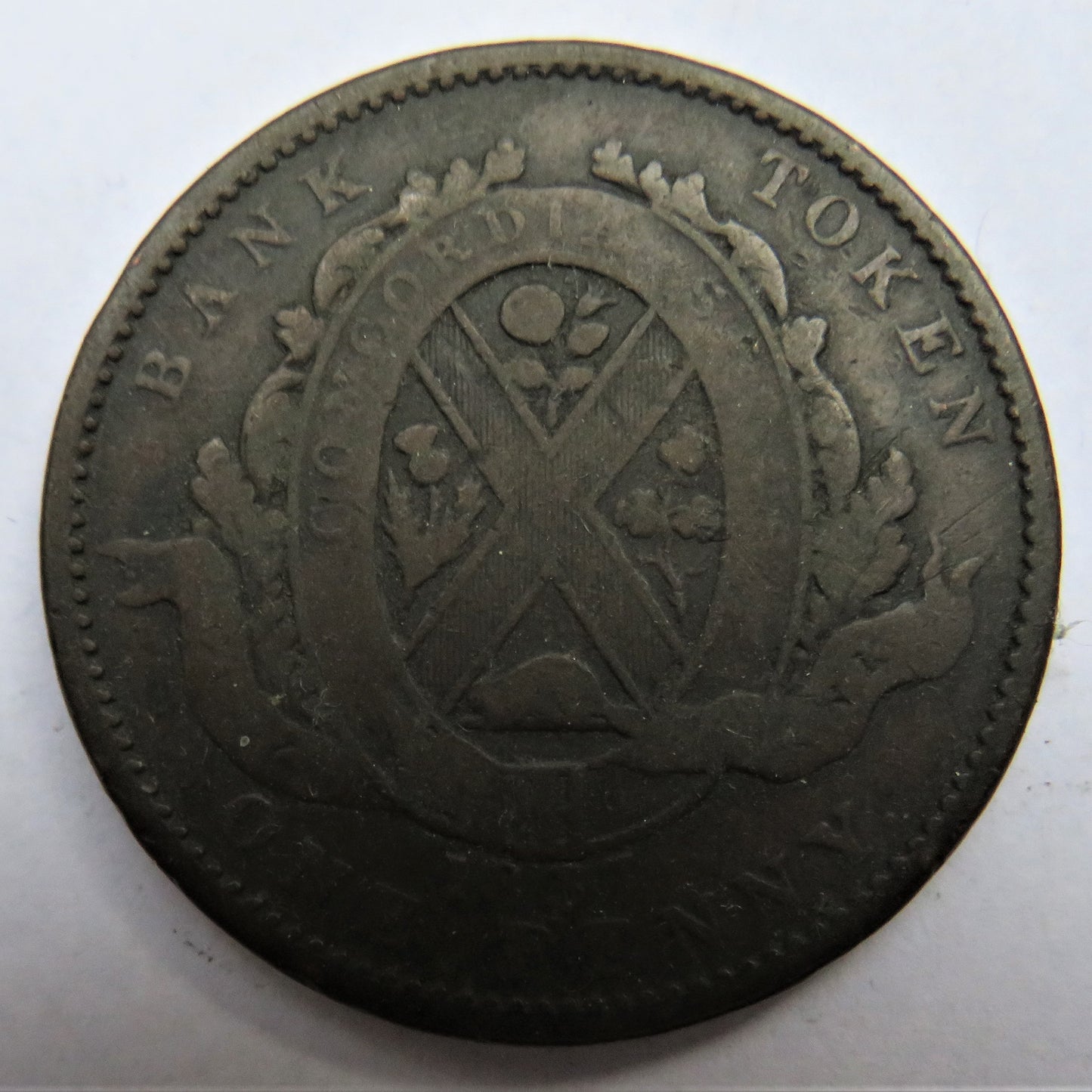 1837 Lower Canada One Penny / 2 Sous Bank Token